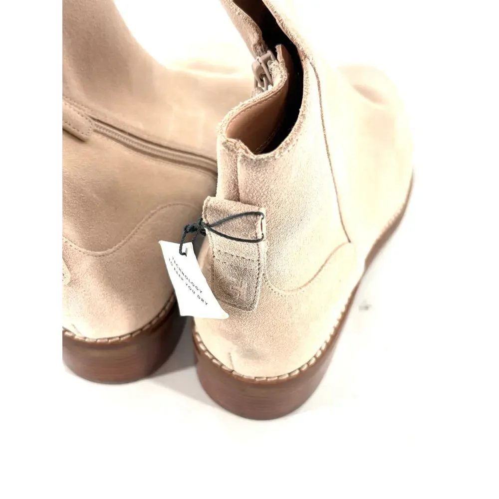 Cole Haan Ramona Waterproof Ankle Bootie 10 Beige NWOT Suede Boots Academia Prep